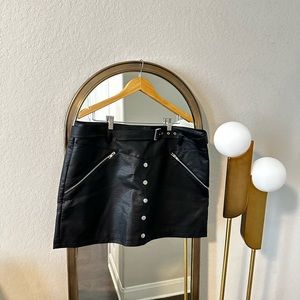 Asos Curve Faux Leather Faux Button Front Skirt